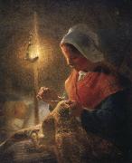 Jean Francois Millet Woman sewing by lamplight china oil painting reproduction